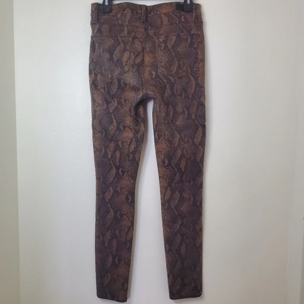 PAIGE Hoxton Ultra Skinny Snake Print Jeans in Coated Stretch‎ Denim